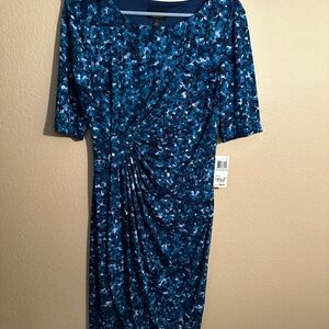 CONNECTED APPAREL Blue Sheath Midi Dress—Size 8